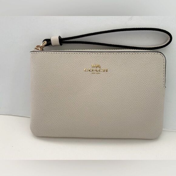 Coach Cream Saffiano Leather Corner Zip Wristlet Wallet Clutch NWT - Picture 4 of 9